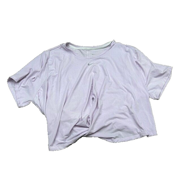 Nike Womens Twist Cropped Top Short Sleeve Crew Neck Swoosh Logo Purple Size 3X - Picture 2 of 10
